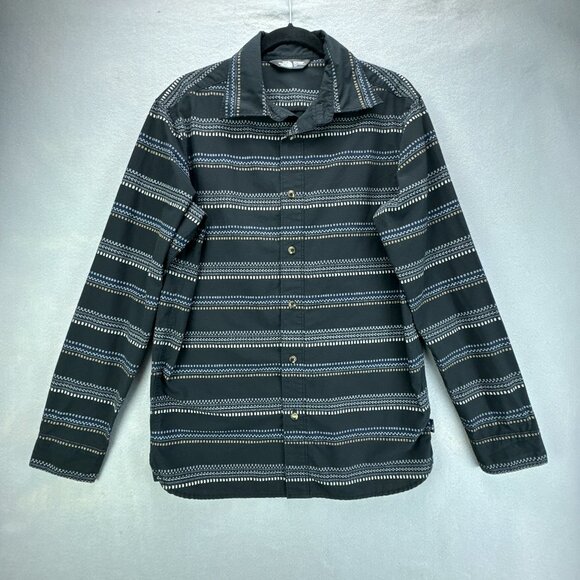 The North Face Shirt Mens Small Black Gray Button Up Southwest Aztec Striped - Picture 1 of 15